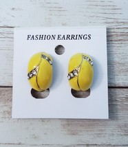 Clip On Earrings Yellow Half Hoop Statement Earrings - Brand New - £12.75 GBP