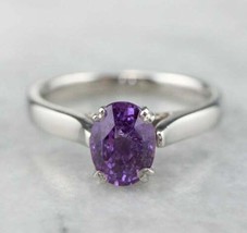 Certified 3.5 Carat Natural Amethyst Ring Handmade Silver ring for Birthday Gift - £39.58 GBP