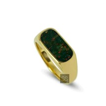Natural Bloodstone Ring, 925 Sterling Silver, Gold Bloodstone Ring, Men Gifts - £54.80 GBP