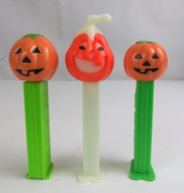 Lot of 3 Halloween Pez Dispensers 3 Different Jack O&#39; Lanterns (K) - $110.07 MXN