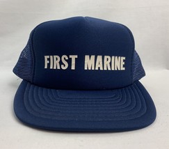 Vintage First Marine Trucker Hat Adjustable Snapback Cap 80s 90s Foam - £11.74 GBP