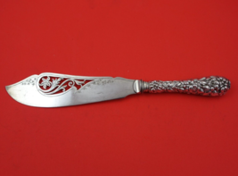 Rose by Stieff Sterling Silver Fish Server HH with Silverplate Pierced 10 3/8&quot; - £149.02 GBP