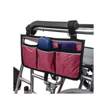 Wheelchair Storage Bag 3 side pockets, 1 zipped compartment - Burgundy - $17.71