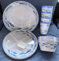 Sigrid Olsen School of Fish Melamine Dinner Plates, Salad &amp; Serving Bowls Cups - $124.99