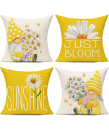 Outdoor Yellow Throw Pillow Covers 18X18 Set of 4 Spring Summer Decorati... - £20.79 GBP