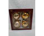 Vintage Christmas Ornaments By Krebs (4) Gold Round Glitter  - £28.18 GBP