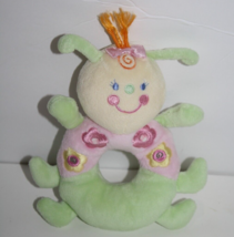 Koala Baby Pastel Plush Green Pink Bug 6&quot; Soft Toy Ring Handle Rattle St... - £10.70 GBP
