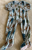 Just One You Boys Blue Moose Green Pine Trees Fleece Long Sleeve Pajamas 2T - $6.62