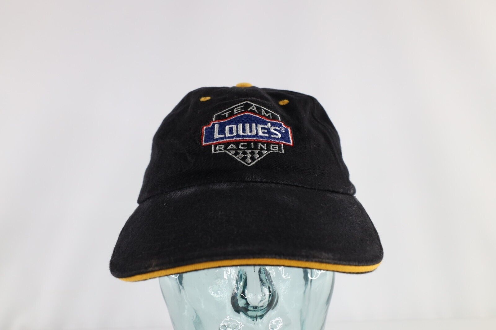 Vintage Distressed NASCAR Team Lowes Racing Jimmie Johnson Spell Out Hat Black - £19.40 GBP