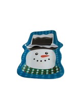 Melamine Snowman Shaped Tray Platter Serving Blue Green White 13.75 in L... - £7.80 GBP