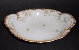 Limoges Serving Bowl Theodore Haviland Pink/Lavender Roses Antique Schleiger - £38.19 GBP