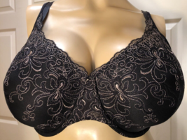 Playtex 44D Black Embroidered 44 D Underwire LIGHT LINED 4513 FEEL GORGE... - £11.76 GBP