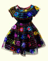 Chiapas Girls Folklorico Traditional Dance Fiesta Set Embroidery Black O... - $100.98+
