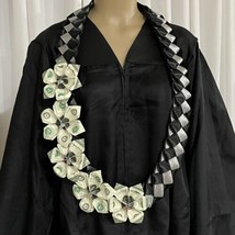 Graduation Money Lei Flower Black And Sparkle Silver Four Braided Ribbons - $84.15