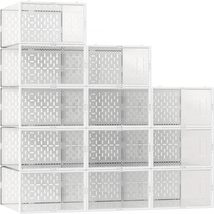 Large Shoe Storage Boxes, 12 Pack Shoe Boxes Clear Plastic Stackable,, W... - $28.99