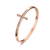 Charm Women Cuff Bangles Cross Crystal Bracelets For For Girls Sister Wife Frien - £12.54 GBP