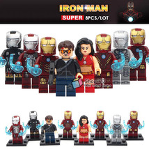 8pcs/set Marvel Superhero Iron Man MK2 MK3 MK22 Tony Stark Minifigures Toys - £13.33 GBP