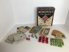 Monopoly 1946 Black Box REG Parker Brothers Wood Pieces 1936 Rules Game No Board - £78.17 GBP