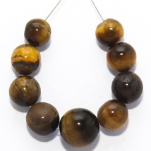 37.40Cts Natural Tiger&#39;s Eye Smooth Round Beads Loose Gemstones 7.5mm to 10.5mm - £4.24 GBP