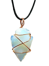 Opalite Arrowhead Necklace Pendant Opal Stone Peruvian Copper Wire Cord ... - $4.85