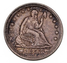 1853 Arrows &amp; Rays 25C Seated Liberty Quarter in Extra Fine XF Condition - $307.73 CAD