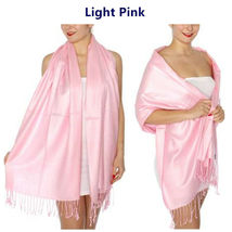 Light Pink - 2Ply Scarf 78X28 LONG Solid Silk Pashmina Cashmere Shawl Wrap - £14.15 GBP