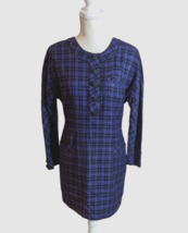 Rosanna Womens Purple Plaid Retro Long Sleeve Shift Dress Size Medium - $9.89