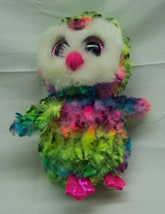 TY Beanie Boos BIG EYED OWEN THE COLORFUL OWL 6&quot; Plush STUFFED ANIMAL Toy - $14.85