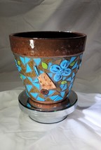 Garden Flower Pot Planter Handmade Tiles &amp; Glass Tiles Mosaic Planter F258 - £74.93 GBP