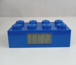 Official Lego Blue Brick Alarm Clock LCD Screen 12 HR &amp; 24 HR ClicTime Works - £12.96 GBP
