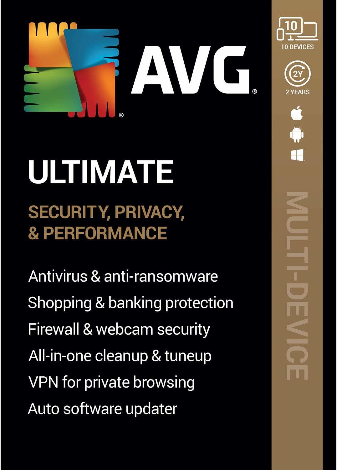 AVG ULTIMATE 2024 - FOR 10 DEVICES - 3 YEAR - NOW INCLUDES SECURE VPN - DOWNLOAD - $25.49