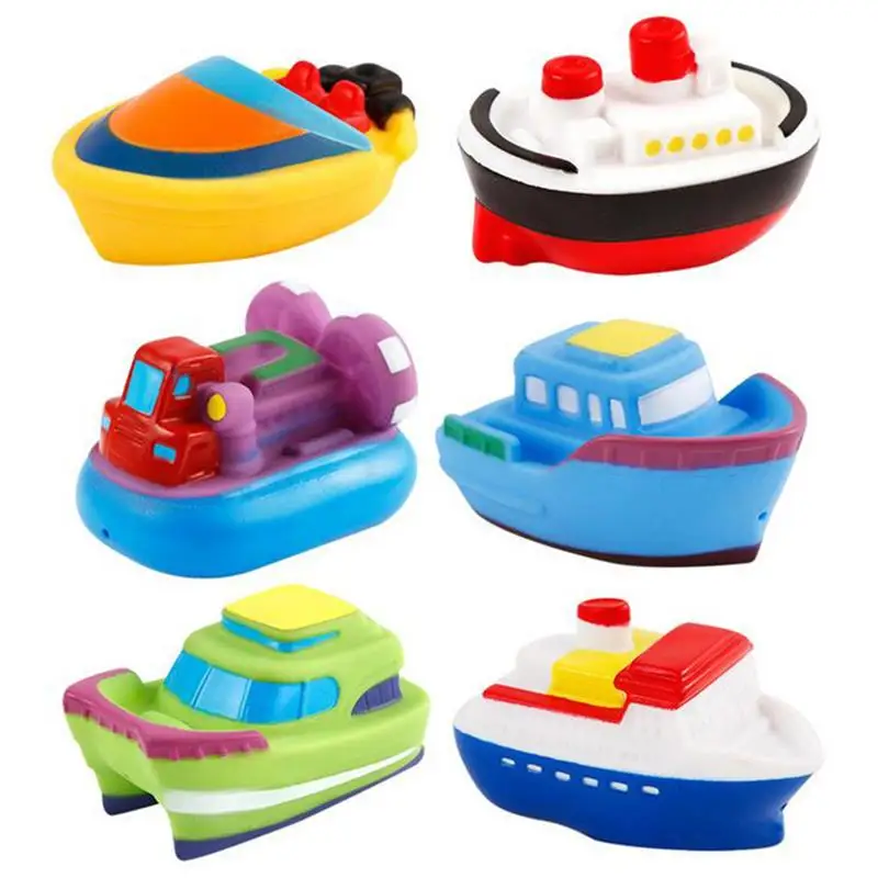 6pcs Cartoon Baby Boat Bath Toy Funny Water Shower Toys Squeeze Spraying Ship - £13.30 GBP
