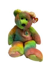 Peace Ty Beanie Buddies Collection Peace Bear Plush Pastel Ty Dye 1988 13in - £8.29 GBP