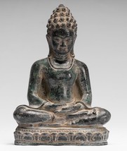 Antico Khmer Stile Seduta Bronzo Phnom Da Meditazione Budda Statua - 20cm/20.3cm - £324.41 GBP