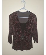 Notations Womams black velvet red glitter top Size XL - £14.89 GBP