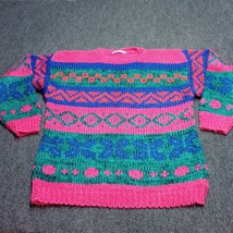 Vintage Christopher &amp; Banks Sweater Women Large Pink Fair Isle Soft Yarn Knit - £25.37 GBP