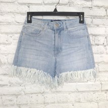 Boom Boom Jeans Shorts Womens Juniors 5 Blue Light Wash Fringe Festival ... - $17.99