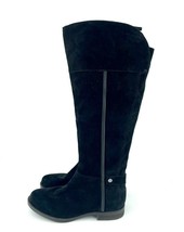 Franco Sarto Tall Riding Boots Black Suede Leather SZ 6 Wide Calf New SH06 - $99.00