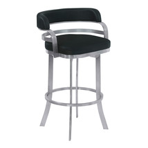 26" Black And Silver Faux Leather And Iron Swivel Low Back Counter Height Bar Ch - $8,465.53 MXN