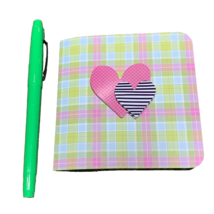 Sticky Notes Pad with Handmade Cover and a Gel Pen Pink Green - $9.74