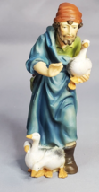 DOLFI Peasant Man with Ducks Hand-Painted Figurine 5-1/2in Resin Wood Sc... - £27.65 GBP
