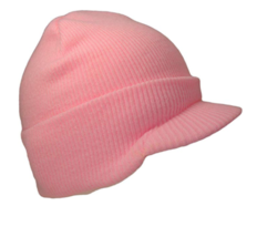 Pink Visor Beanie Bill Cuff Knit Cap Hat Ski Skull Winter Unisex - £5.40 GBP