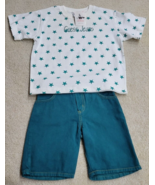 Vintage 90s Baby Guess Green 2 Piece Shirt &amp; Shorts Set Baby Size L (5Y)... - £32.84 GBP
