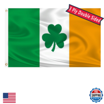 Ireland Irish Shamrock Flag 3x5 ft - Double Sided, Fade Resistant, Brass... - $36.39