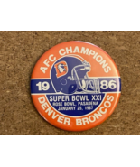 Vintage Denver Broncos Button AFC Champions Super Bowl XXI 1986   3.5" - $9.20