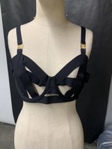 Victoria&#39;s Secret Luxe Lingerie Black Strappy Unlined Bra with Gold Accent 34D - £17.05 GBP