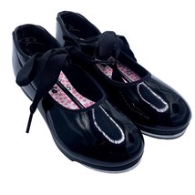Little Girls Capezio Jr Tyette Black Tap Size 12.5 W Shoes Tie Bow Dance... - $24.75