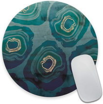 round Gaming Mouse Pad Custom Design, Blue Petrol Watercolor Texture Non-Slip Ru - £8.97 GBP