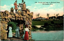 Vtg Cartolina Circa 1908 Grotto E Lago IN Mitchell Park Milwaukee, Wi Non Usato - £8.87 GBP