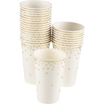 50-Pack Gold Foil Confetti Paper Cup For Wedding, Birthday, Bridal Shower, 12Oz - £31.46 GBP